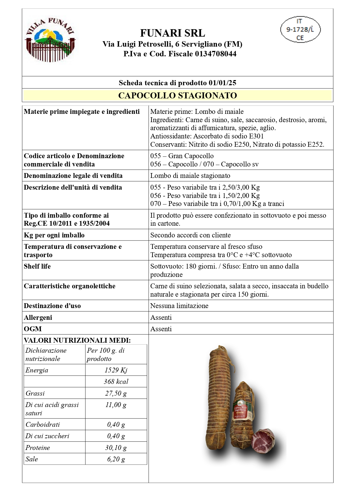 Capocollo marchigiano - Villa Funari Salumi - immagine 2