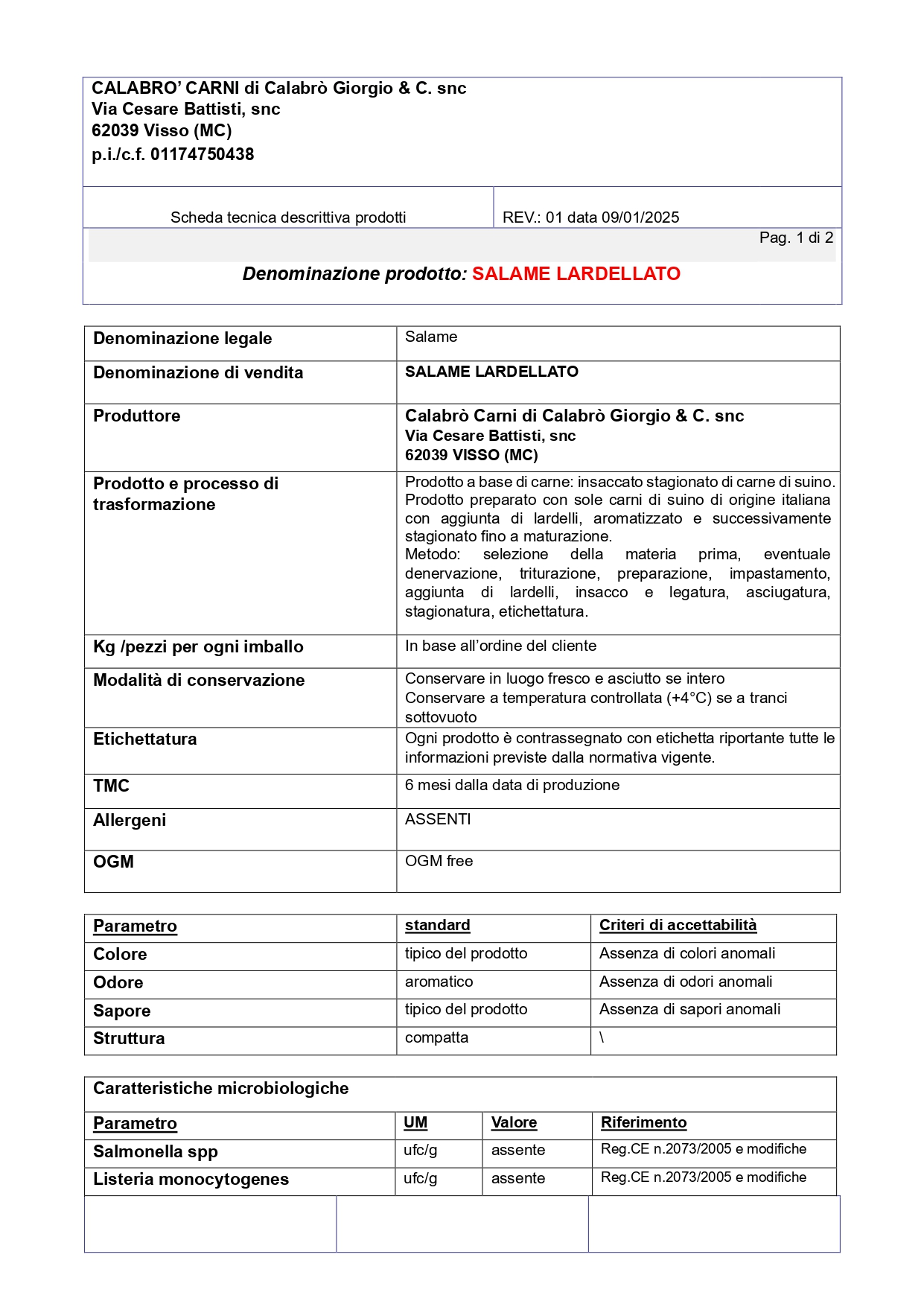 Salame lardellato - Norcineria Calabrò - immagine 2