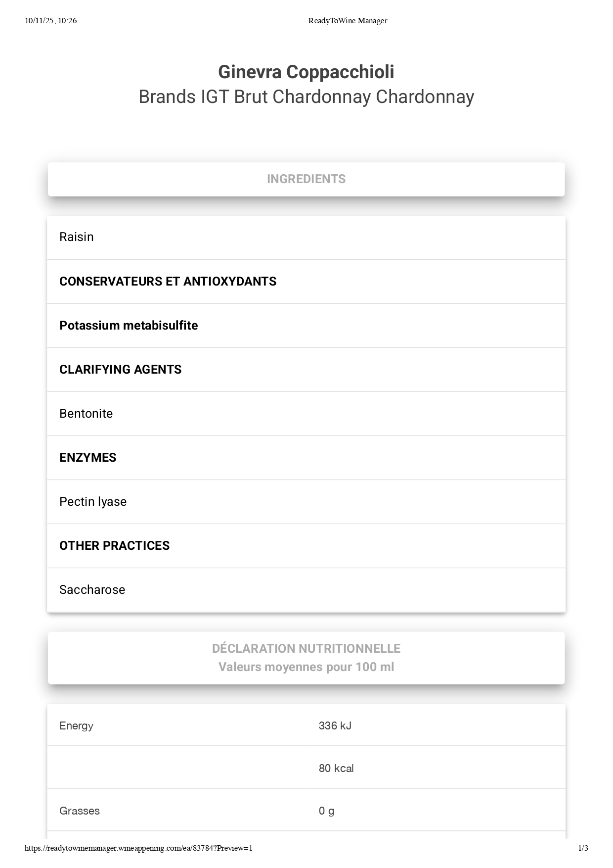 Spumante Chardonnay Metodo Classico Millesimato Brut โ Coppacchioli Tattini - immagine 2