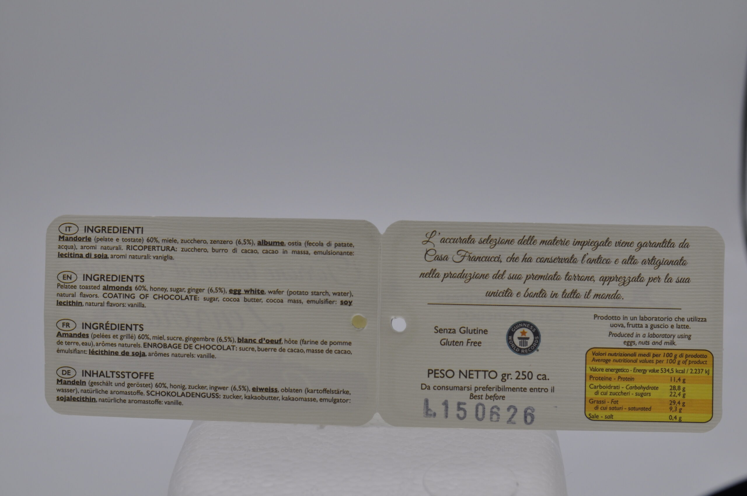 Torrone artigianale camerinese tenero zenzero ricoperto al cioccolato- Casa Francucci - immagine 2