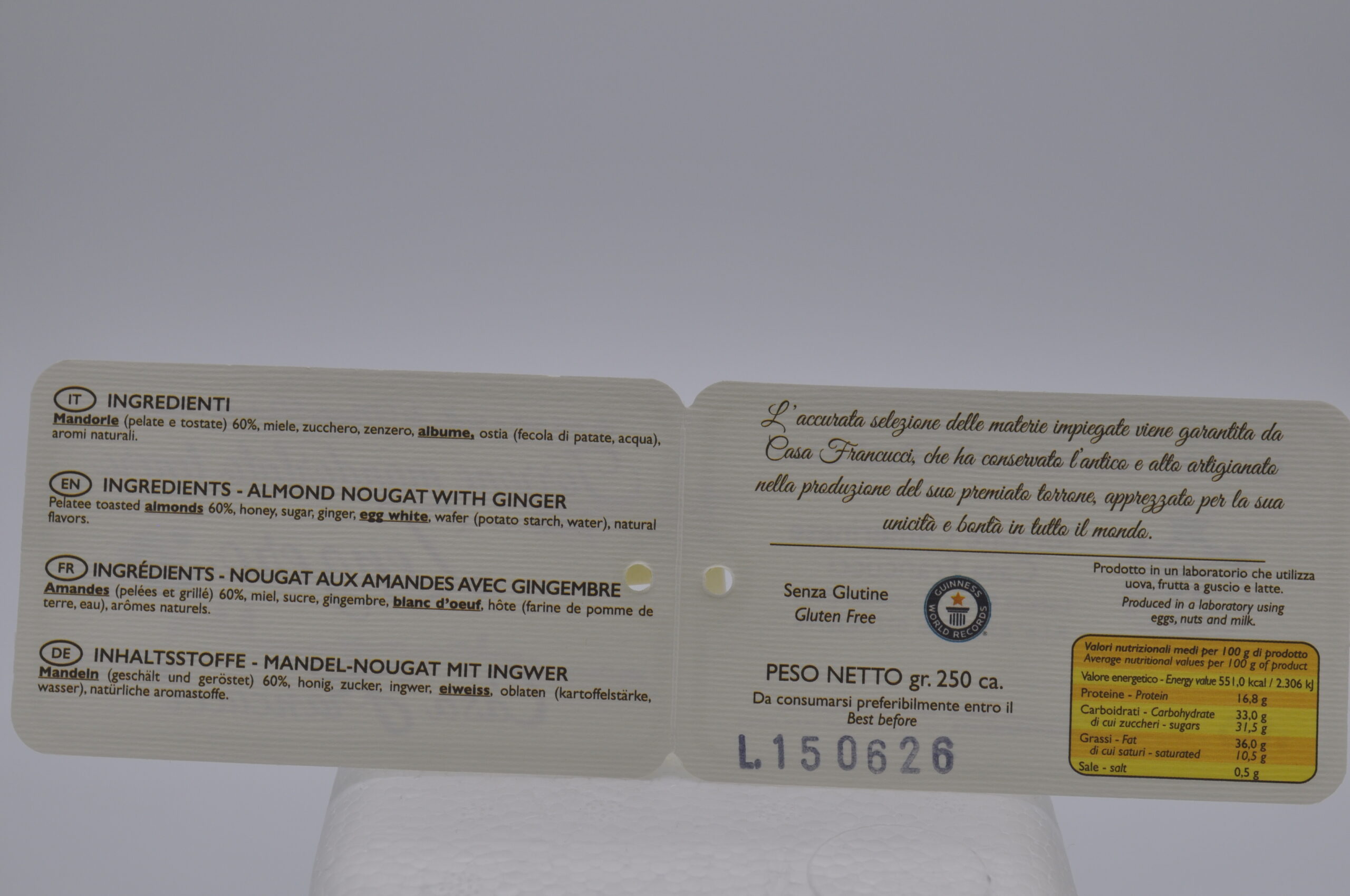 Torrone artigianale camerinese mandorlato tenero allo zenzero - Casa Francucci - immagine 2