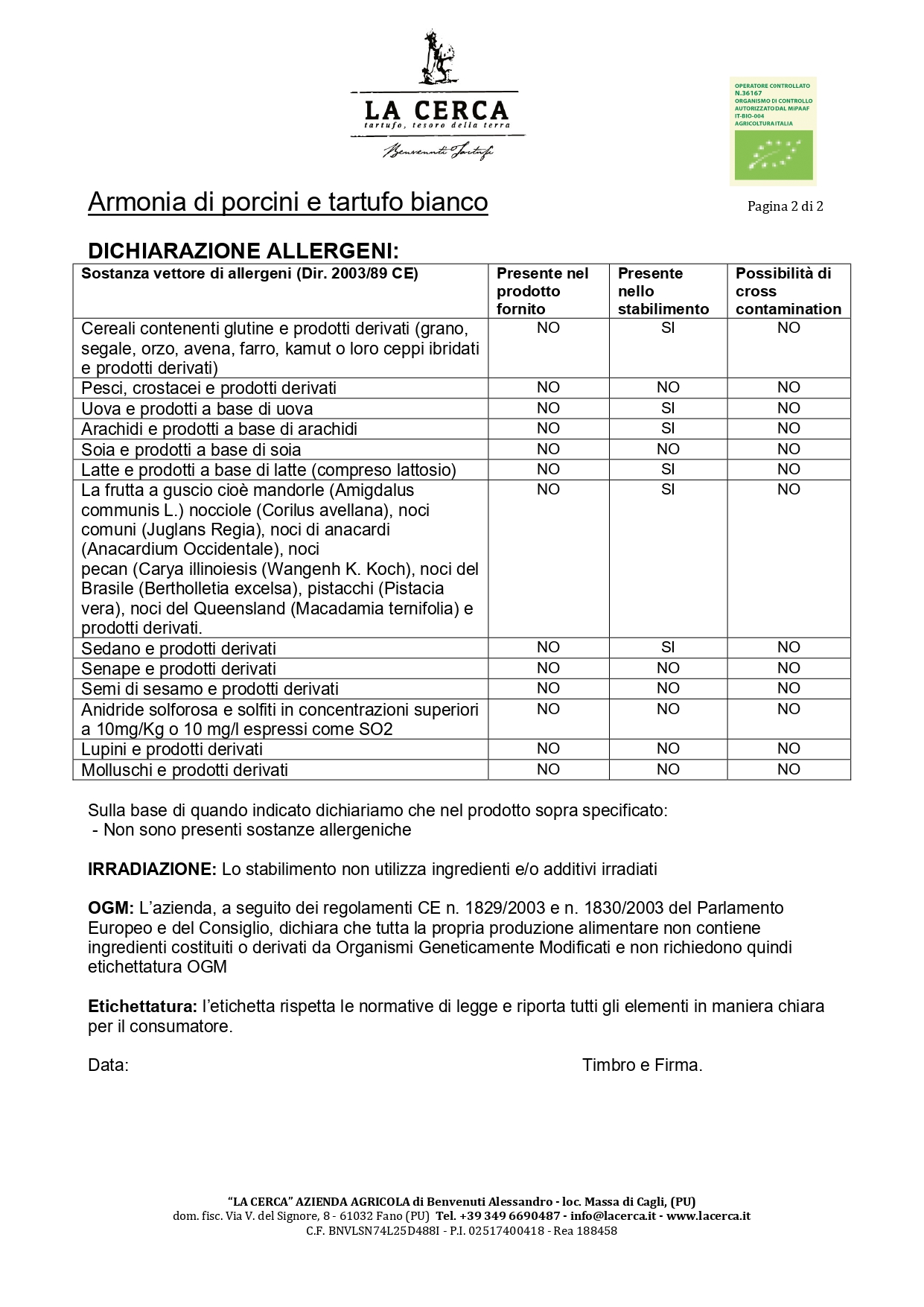 Salsa tartufata bianco e Funghi porcini BIO Azienda Agricola La Cerca - immagine 3