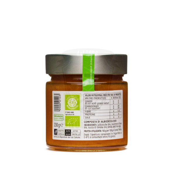Barattolo di composta di albicocca bio 230g San Michele Arcangelo