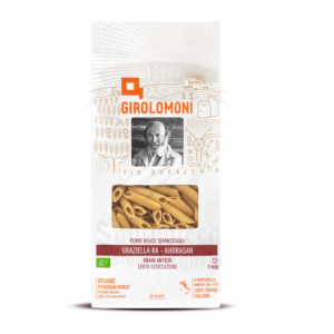 Confezione da 500 g di Penne Rigate Semintegrali “Graziella RA” Khorasan – pasta bio Girolomoni