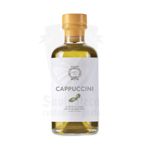Bottiglia di olio extravergine di oliva al basilico fresco "Cappuccini" – Condimento naturale da 100ml