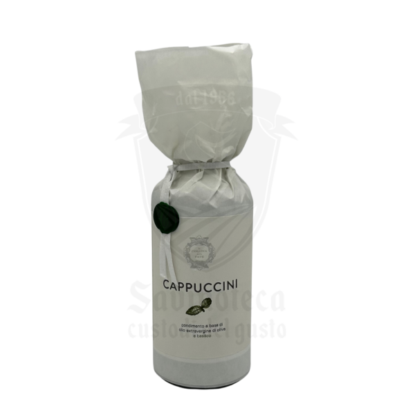 Bottiglia di olio extravergine di oliva al basilico fresco "Cappuccini" – Condimento naturale da 100ml