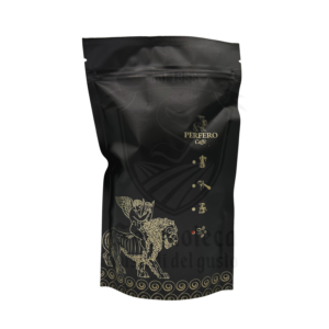 Confezione di caffè macinato Perfero 250g in sacchetto nero elegante, ideale per moka ed espresso