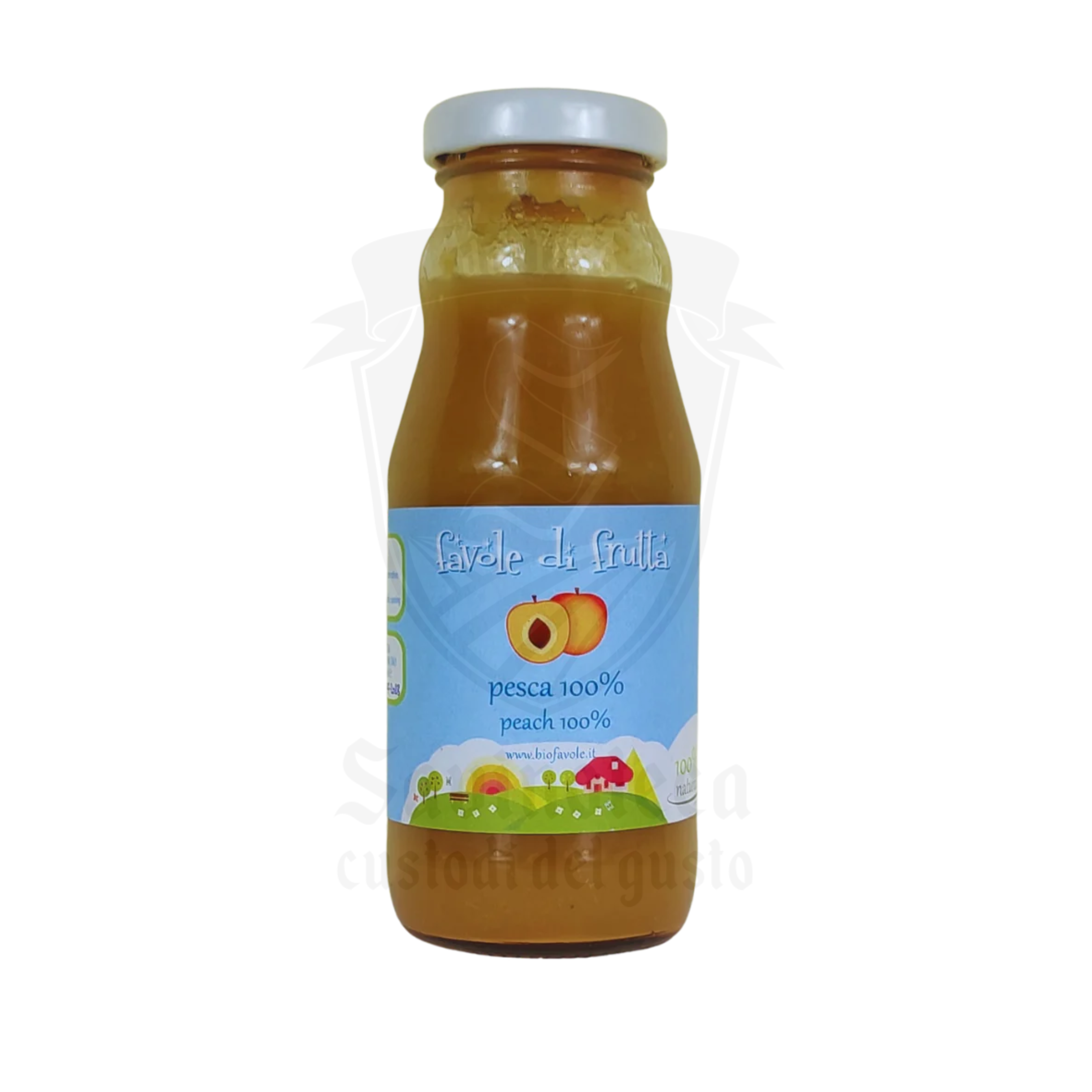 Succo di pesca biologico Favole di Frutta in bottiglia di vetro da 200ml