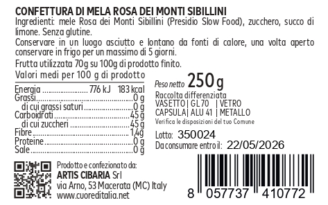 Confettura Mela Rosa dei Sibillini - Delizie Italia - 250gr - immagine 2